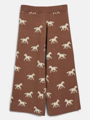 Foto van product Gebreide broek met wijde pijpen en inlegpatroon s.Oliver bruin