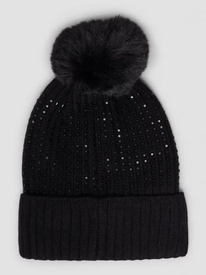 Foto van product Gebreide muts met edelstenen en bobble s.Oliver zwart