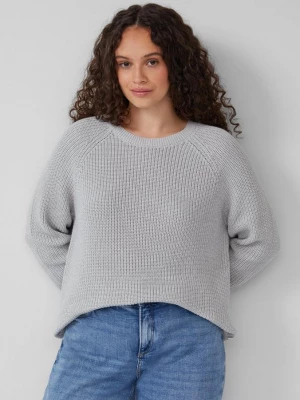 Foto van product Gemêleerde gebreide trui met raglanmouwen QS grijs