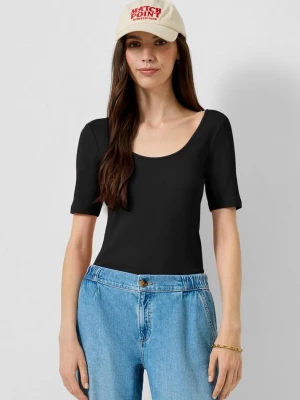 Foto van product Geribd shirt met halve mouwen QS zwart