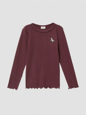 Foto van product Geribde longsleeve met kant- en geborduurd detail s.Oliver rood