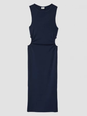 Foto van product Geribde midi-jurk met uitsnijding en split s.Oliver blauw