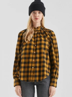 Foto van product Geruite blouse met raglanmouwen en franje op de opstaande kraag QS