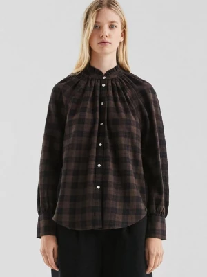 Foto van product Geruite blouse met raglanmouwen en franje op de opstaande kraag QS