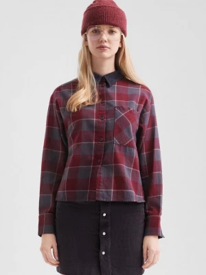 Foto van product Geruite blouse van flanel met corduroy kraag QS