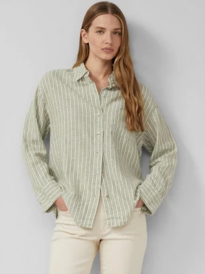 Foto van product Gestreepte blouse van linnen s.Oliver olijfgroen