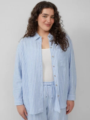 Foto van product Gestreepte blouse van linnenmix met oversized schouders s.Oliver blauw