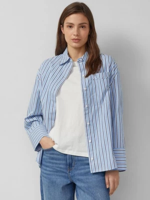Foto van product Gestreepte popeline blouse in een ontspannen pasvorm met een overhemdkraag s.Oliver blauw
