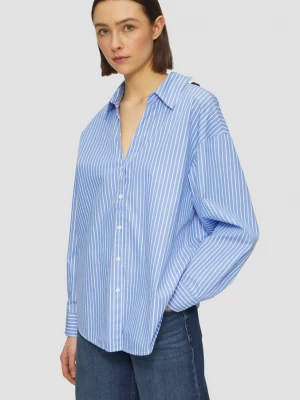 Foto van product Gestreepte popeline blouse in een ontspannen pasvorm met strikdetail s.Oliver blauw