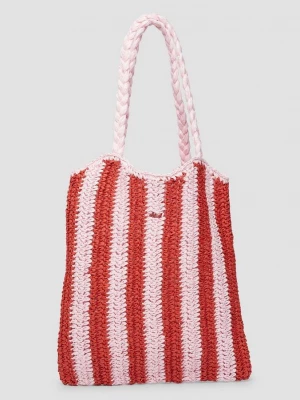 Foto van product Gestreepte raffia tas met gevlochten hengsel s.Oliver roze