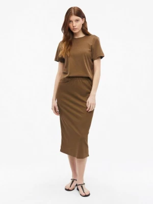 Foto van product Gestructureerde midirok met split en elastische tailleband s.Oliver bruin