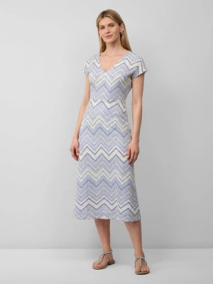 Foto van product Getailleerde midi-jurk van gebreide jersey met V-hals s.Oliver blauw
