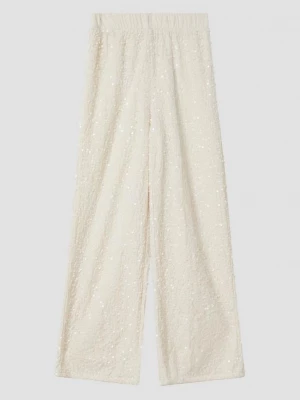 Foto van product Gevoerde fluwelen broek met pailletten s.Oliver crème
