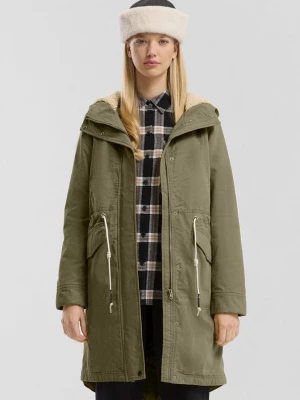 Foto van product Gevoerde parka met teddy pluche in de capuchon QS olijfgroen