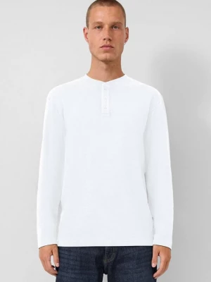 Foto van product Gewassen henley shirt met lange mouwen en geribde textuur QS wit