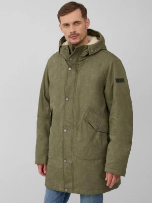 Foto van product Gewassen katoenen parka met capuchon met teddyvoering s.Oliver olijfgroen