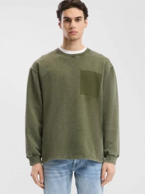 Foto van product Gewassen sweatshirt met contrasterende details QS olijfgroen