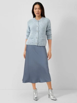 Foto van product Glimmende satijnen midirok met elastische tailleband en hoge tailleband s.Oliver blauw