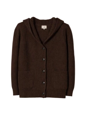 Foto van product GOBI Cashmere Gebreid vest 'Wide-Shoulder Hooded Cashmere Cardigan' donkerbruin