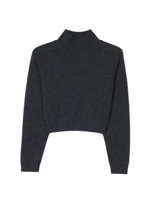 Foto van product GOBI Cashmere Trui 'Cropped High-Neck Cashmere Sweater' donkergrijs