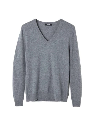 Foto van product GOBI Cashmere Trui 'Women's Essential Cashmere V-Neck Sweater' grijs gemêleerd
