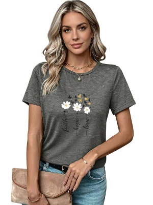 Foto van product GORHEY Shirt 'Women's Summer Casual Color T-Shirt with Daisy Print' grijs