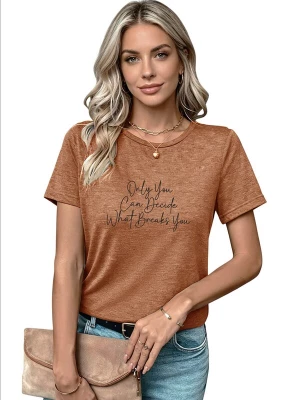Foto van product GORHEY Shirt 'Women's Summer Short-Sleeve Shirt with Slogan Print Color Tees' brons