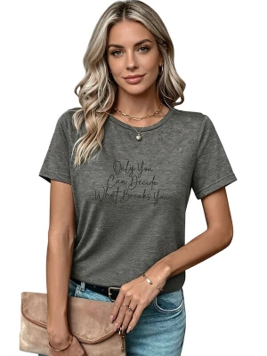 Foto van product GORHEY Shirt 'Women's Summer Short-Sleeve Shirt with Slogan Print Color Tees' grijs