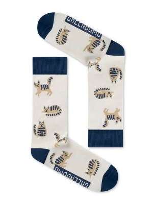 Foto van product GREENBOMB Sokken 'Cats' taupe / donkerblauw / wit