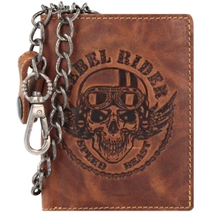 Foto van product GREENBURRY Portemonnee 'Rebel Rider Biker' bruin / cognac / zilver