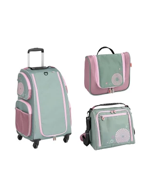 Foto van product HABA Tas ' Schranktrolley 4 Rollen, Trolleytasche und Kulturbeutel ' groen / rosa