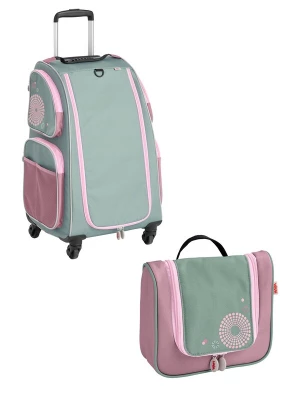 Foto van product HABA Tas ' Schranktrolley 4 Rollen und Kulturbeutel ' lichtgroen / rosa