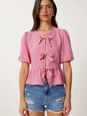 Foto van product Happiness İstanbul Blouse magenta / wit Happiness Istanbul