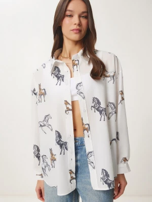 Foto van product Happiness İstanbul Blouse marine / bruin / wit Happiness Istanbul