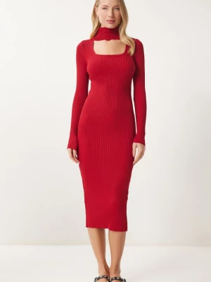 Foto van product Happiness İstanbul Gebreide jurk rood Happiness Istanbul