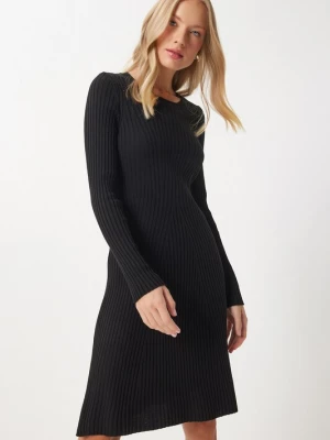 Foto van product Happiness İstanbul Gebreide jurk zwart Happiness Istanbul