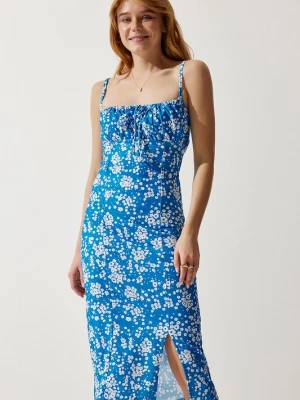 Foto van product Happiness İstanbul Zomerjurk neonblauw / wit Happiness Istanbul