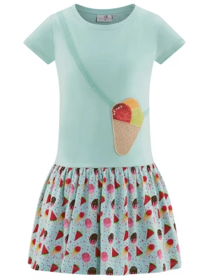 Foto van product happy girls Jurk aqua / lichtgroen / abrikoos / framboos