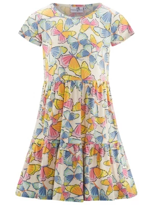 Foto van product happy girls Jurk beige / duifblauw / geel / pink