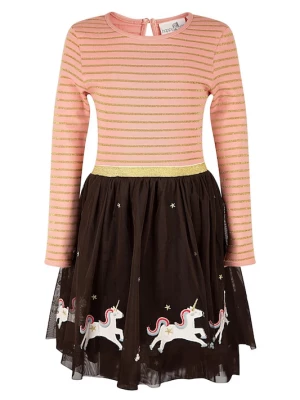 Foto van product happy girls Jurk chocoladebruin / goud / rosa / offwhite