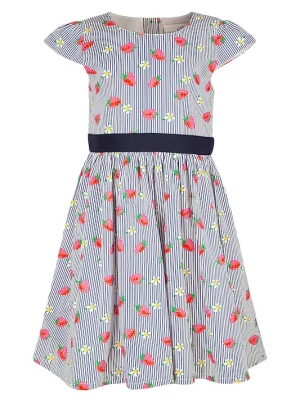 Foto van product happy girls Jurk navy / blauw denim / framboos / wit