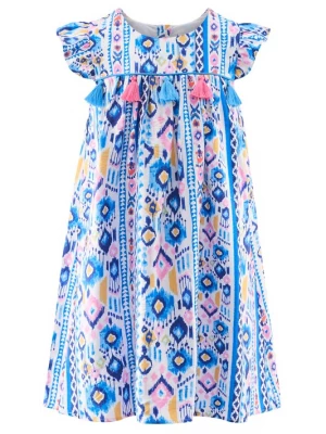 Foto van product happy girls Jurk royal blue / koningsblauw / lichtgeel / taupe