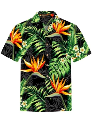 Foto van product Hawaiihemdshop.de Overhemd 'Hawaiihemd "Bird of Paradise"' zwart