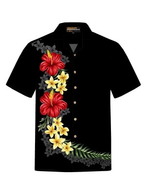 Foto van product Hawaiihemdshop.de Overhemd 'Hawaiihemd "Black Elegance"' zwart