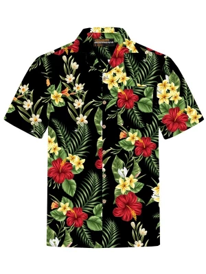 Foto van product Hawaiihemdshop.de Overhemd 'Hawaiihemd "Colourful Flowers"' zwart