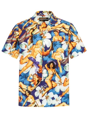 Foto van product Hawaiihemdshop.de Overhemd 'Hawaiihemd Flower Girls (blue) 2.0' blauw