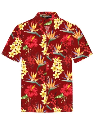 Foto van product Hawaiihemdshop.de Overhemd 'Hawaiihemd Flowerful Summer (red)' bordeaux