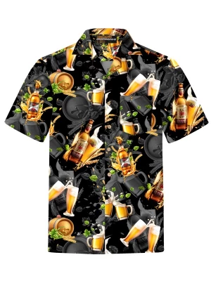 Foto van product Hawaiihemdshop.de Overhemd 'Hawaiihemd "Hawaiian Beer"' zwart