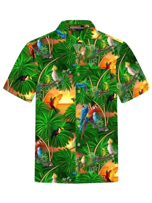 Foto van product Hawaiihemdshop.de Overhemd 'Hawaiihemd "Jungle Parrots"' groen