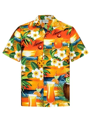 Foto van product Hawaiihemdshop.de Overhemd 'Hawaiihemd Paradise Cocktails' oranje